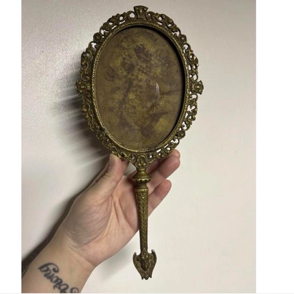 Extremely rare Antique Victorian Bethel Hand Mirror From The 1800’s